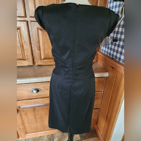 White House Black Market Black Women's Taffeta Cap Sleeves Dress Size 4 - Picture 5 of 11